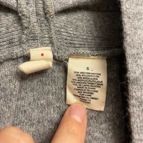 Anthropologie Moth Puckered and Pleated Cardigan Grey Small Angora Rabbit Wool - Picture 4 of 5